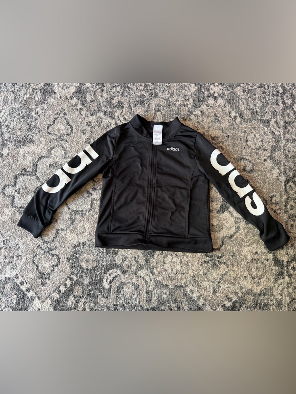 Kids adidas Black Full-Zip Jacket with White Logo